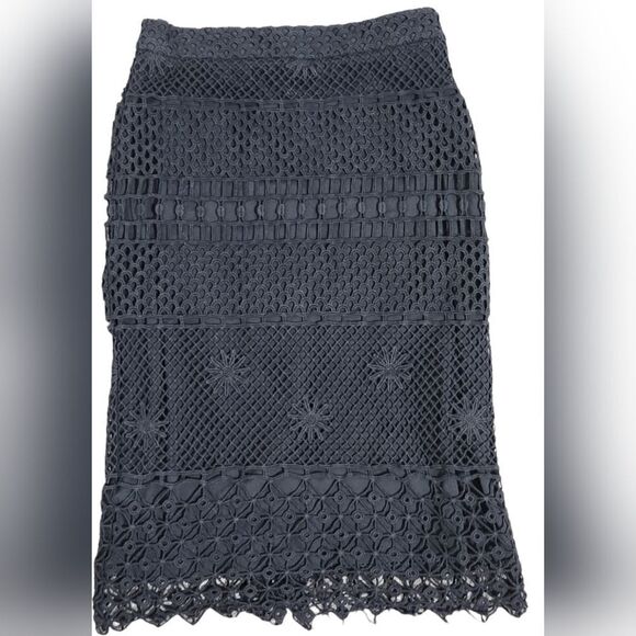 Anthropologie Black Lace Pencil Skirt size 2 - Picture 5 of 10